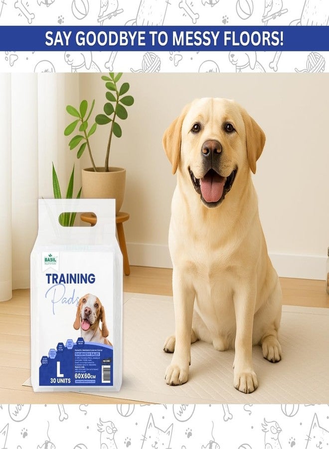 Basil Dogs Training Pads | Ultra-Absorbent & Leakproof Pet Pee Pads | Odor Control, Non-Slip Stick-On Tape | Soft & Comfortable for Indoor & Outdoor Puppy Training | 60 x 60cm | 15 pcs - Image 2